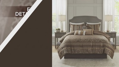 Brown Queen Reversible Jacquard Bedspread Set