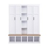 Farmhouse 4-in-1 Hall Tree with Hooks, Entryway Coat Rack and Shoe Storage Cabinet with Seating Bench for Hallway or Living Room-The Pop Home - 3 of 4