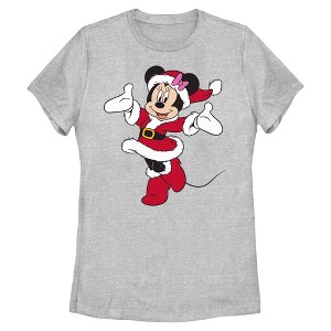 Womens Minnie Mouse Happy Christmas Red Dress T Shirt - 1 of 4