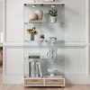 Modern Glass Display Cabinet with 2 Large Drawers, Bookshelf Storage Cabinet Accent Cabinet with LED lights - ModernLuxe - 3 of 4