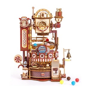 ROBOTIME Marble Run 3D Wooden Jigsaw Puzzle Built-in Model Kit Home Decor Gifts for Teen Adults, Chocolate Factory, 10"*6.7"*12.2" - 1 of 4