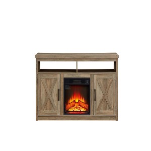 NAYSAYE Indoor Fireplace Freestanding Farmhouse Style with Realistic Flame and Warm Ambience for Living Room, Gray, 57.87"*15.75"*30.31" - 1 of 4
