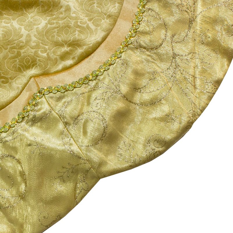 Northlight 48-Inch Golden Scalloped Velvet Christmas Tree Skirt With a Metallic Trim, 2 of 4