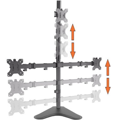 Black Adjustable Triple Monitor Desk Stand with VESA Mounts