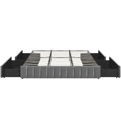 Yaheetech Upholstered Bed Frame Without Headboard With 4 Storage Drawers