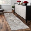 HomeRoots 8' Tan Ivory And Blue Geometric Distressed Runner Rug - 2 of 4