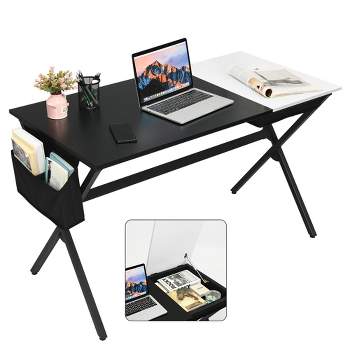 Costway Computer Desk Writing Study Laptop Table w/ Drawer & Storage Bag Walnut\Black