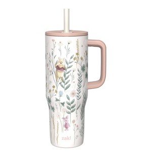 Zak Designs Winnie The Pooh 30oz Stainless Steel Vacuum Sutton Slim Straw Tumbler with Handle - 1 of 4