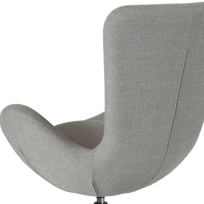31" Light Gray Fabric High-Back Egg Lounge Chair with Chrome Swivel Base