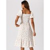 INSPIRE CHIC Women's Floral Sweetheart Neck Puff Short Sleeve A-Line Midi Dress - 4 of 4