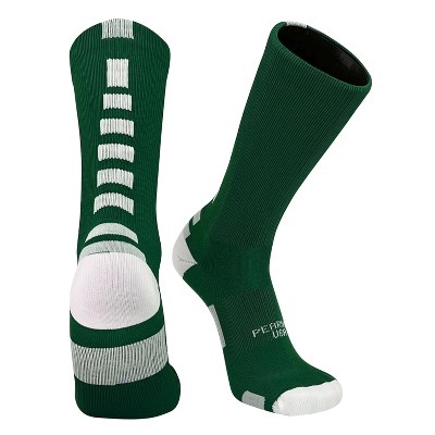 Pearsox Bolt Basketball Football Volleyball Crew Socks - Dark Green, White