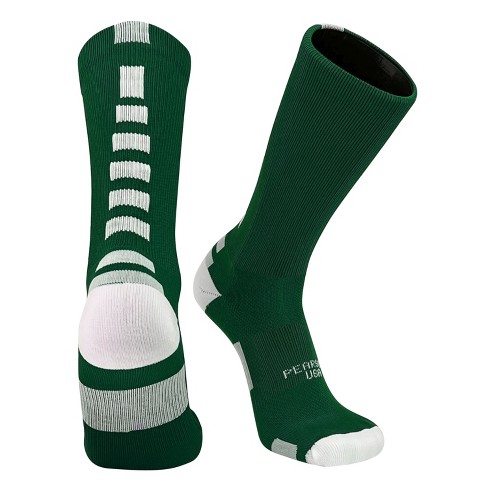 Pearsox Bolt Basketball Football Volleyball Crew Socks - Dark Green, White - image 1 of 1