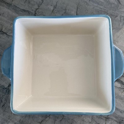 Spice by Tia Mowry 2 Quart Square Stoneware Bakeware in Blue and White