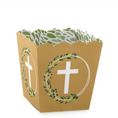 Big Dot of Happiness Elegant Cross - Party Mini Favor Boxes - Religious Party Treat Candy Boxes - Set of 12