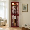 Wooakway 70"H Oak Lighted Corner Cabinet with Adjustable Tempered Glass Shelves Display Case and Bar Storage - 3 of 4