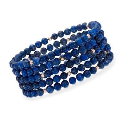 Ross-Simons Blue Lapis Jewelry Set: 5 Beaded Bracelets With 14kt Yellow Gold Size
