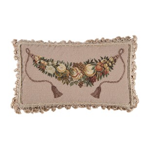 C&F Home 12" x 20" Melons & Grapes Petit Point Wool Blend Accent Throw Pillow - 1 of 3