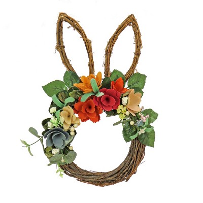 17" Floral Bunny Ears Artificial Hanging Wreath - National Tree Company