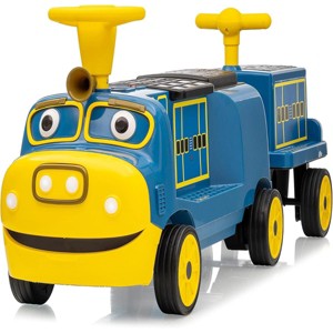 2-Seater Ride On Train Trackless,12 V Kids Car with Height-Adjustable Seat, Locomotive, Carriage, Extra Storage - 1 of 4
