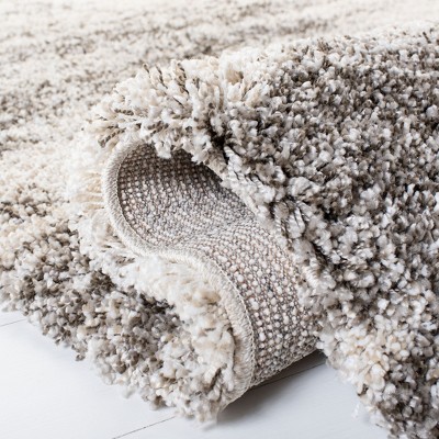 Ivory and Gray 7' x 7' Square Shag Area Rug