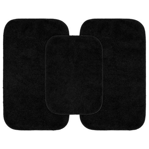 Garland Rug Traditional 3 Piece Nylon Washable Bathroom Rug Set Dark Gray