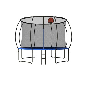 NAYSAYE Trampoline 14FT with Basketball Hoop Enclosure Net and Ladder for Outdoor Recreation, Black and Blue, 168.11"*102.37"*142.20" - 1 of 4