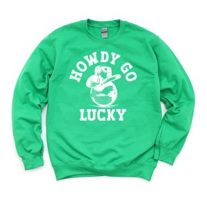 Simply Sage Market Women's Graphic Sweatshirt Howdy Go Lucky Disco Ball - 1 of 3