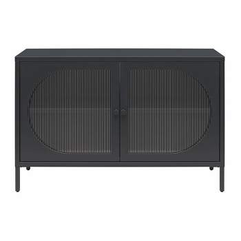 Luna Wide 2 Door Accent Cabinet with Fluted Glass - Mr. Kate