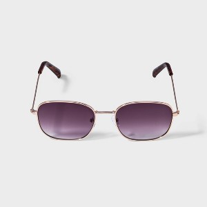 Women's Metal Rectangle Sunglasses - A New Day™ Gold: UV Protection, Impact-Resistant, Recycled Metal Frame - 1 of 2