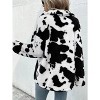 Women's Cow Print Double-Sided Fleece Button Cardigan Pocket Coat - 4 of 4