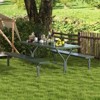 Tangkula Picnic Table Bench Set for 8 Person Outdoor Camping Table & 2 Benches with Metal Frame All-Weather Tabletop Black/Grey/Green/White - 3 of 4