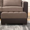 HomeRoots 52" Brown Chenille And Faux Leather Tufted Storage Ottoman - 2 of 4