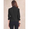 Allegra K Women's 3/4 Sleeve Zipper Pockets Collarless Blazer - image 3 of 4