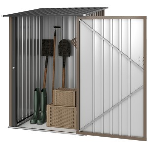 Aghana Digitals Galvanized Steel Lean-to Garden Shed, 3.3'x3.4' Gray Outdoor Storage with Lockable - 1 of 4