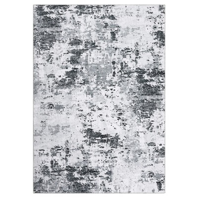 Modern Washable Area Rug - Neutral Abstract Design, Non-Slip Backing, Stain-Resistant Low Pile for Living Room, Bedroom & Office