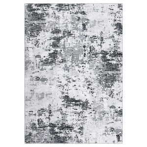 Modern Washable Area Rug - Neutral Abstract Design, Non-Slip Backing, Stain-Resistant Low Pile for Living Room, Bedroom & Office - 1 of 4