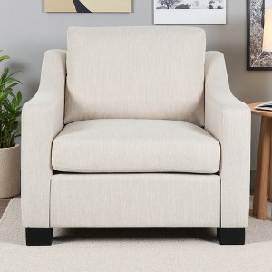 33.75" Fabric Contemporary Club Chair with Sloped Arms and Birch Wood Legs - 1 of 4