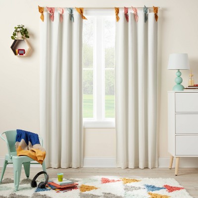 Tie Top Embellished Kids' Blackout Window Curtain Panel with Ties - Thumbnail 2