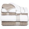 Hastings Home Rio 100% Cotton Towel Set - White/Taupe, 8 Pieces - 3 of 4