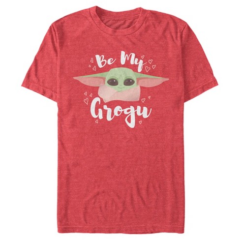 Men's Star Wars The Mandalorian Valentine's Day The Child Be My Grogu  T-Shirt - Red Heather - 2X Large