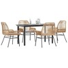 vidaXL Patio Dining Set with Cushions Garden Table and Chairs Poly Rattan Glass - 55.1" x 27.6" x 29.1" Brown 4 Piece - 2 of 4