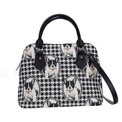 Signare USA French Bulldog Black and White Convertible Top Handle Handbag