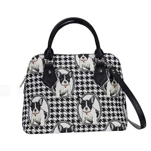 Signare USA French Bulldog Black and White Convertible Top Handle Handbag - 1 of 4