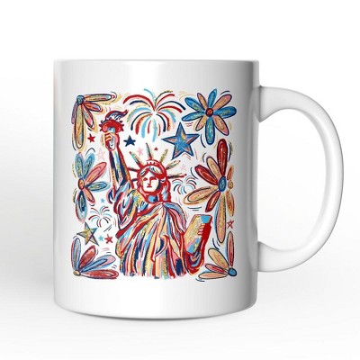 Patriotic Statue of Liberty and Fireworks Mug, Festive 4th of July Gift| OrnamentallyYou