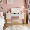 Small Vanity Desk with Flip Top Mirror LED Lights, Makeup Vanity Table Set with 5 Drawers, Adjustable Lighting Modes and Cushioned Chairfor Bedroom - 3 of 4