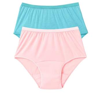 Comfort Choice Women's Plus Size Cotton Spandex Lace Detail Brief 2-pack -  13, Pink : Target