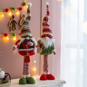 Whisen S/2 8.7x5.5x29.5"H Fabric Christmas Standing Holiday Gnomes,W/Knit Hats - Multicolor - 1 of 4