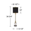 Possini Euro Design Heyden Modern Buffet Table Lamp 34 3/4" Tall Fluted Clear Glass Black Drum Shade for Bedroom Living Room Bedside Office Family - 4 of 4