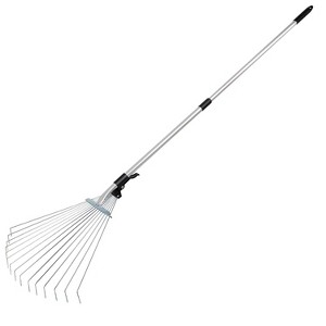 LakeForest"63-Inch Adjustable Garden Leaf Rake, Stainless Steel, 7-21" Width, Folding Head, 15 Teeth"Black&Silver - 1 of 4