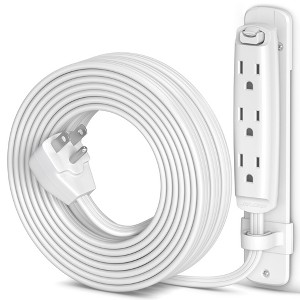 Maximm Flat Extension Cord Multi 3-Outlet Power Cord with Mounting Bracket, Grounded 16 AWG UL Certified - 1 of 4